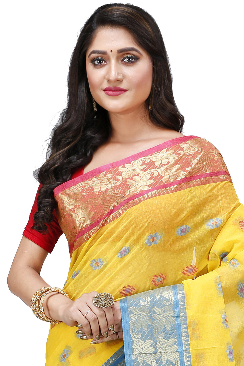 Yellow Pure Cotton Dui_Has Tant Saree (870)